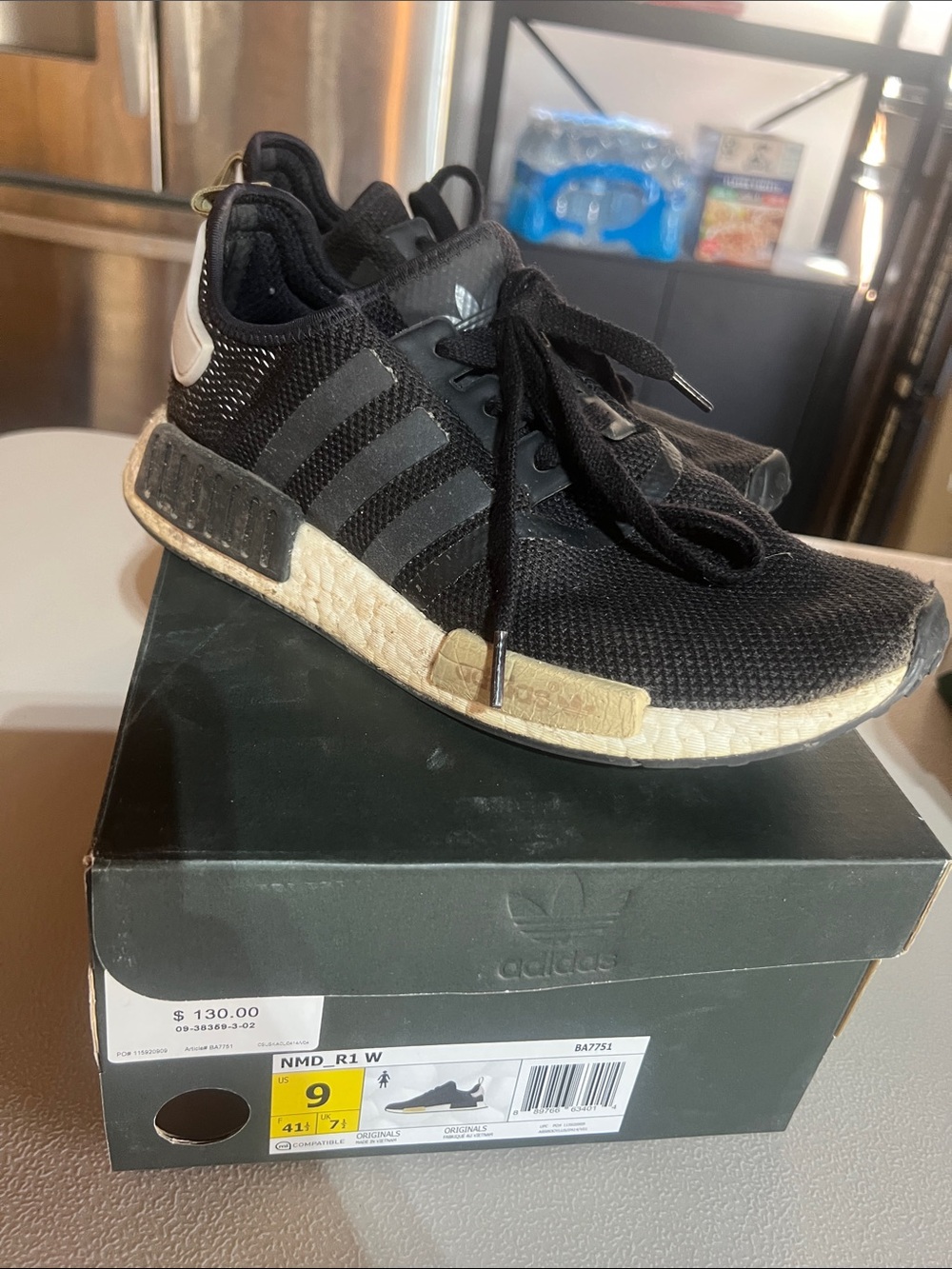 adidas Black and White NMD_R1 Athletic Sneakers